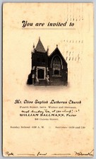 1906 Mt Olive Lutheran Church Invitation ANTIQUE Postcard 9867 picture
