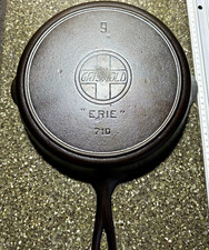 Griswold ERIE #9 Cast Iron Skillet 710 Slant Logo Vintage Restored Seasoned picture