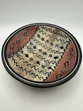 Handmade South American 6in Bowl (Peru) Tribal Designs Pottery - Unsigned -Brown picture