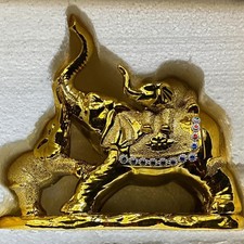 Jiahua Trading Inc Gold Tone Resin Elephant Figurine with Rhinestone Accents picture