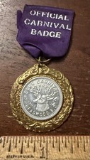 Vintage Official Carnival Badge Ribbon & Pendant, Elks, 1902 Deadwood SC picture