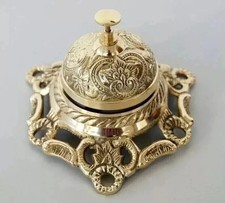 Table Desk Bell Antique Vintage Brass - Hotel Service Ornate Reception Counter picture