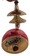 Vintage Blown Glass Drum Cymbals Christmas Ornament Music Notes Figural Pink picture