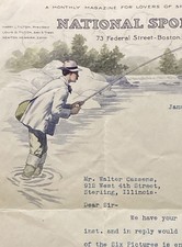 1915 Fly Fishing National Sportsman Color Letter + Cover Boston Mass Sterling IL picture