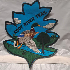 Boy Scouts Root River Trail Camp Patch Leaf Shape Duck Design picture