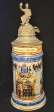 Antique German Imperial Reservist Beer Stein Infantry Regiment 161 Pewter Lid picture