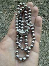 Hefty 26” Southwestern Sterling Silver Navajo Pearl Beads Necklace picture