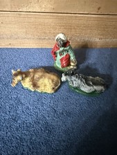 VTG. Italian Nativity Replacement Lot Of 3  Wide Man, Ox, & Donkey Made In Italy picture