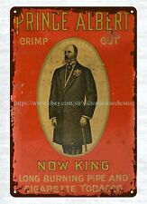 cottage shop 1900s Prince Albert NOW KING Crimp Cut Tobacco metal tin sign picture