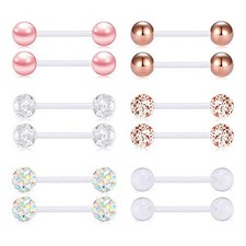 FECTAS Plastic Nipple Rings Tongue Piercing Retainer Barbell 14g for Women Su... picture
