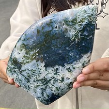 3.38LB Natural agate water grass quartz crystal carving water drop Reiki healing picture