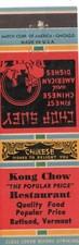 Vintage Matchcover  Kong Chow Restaurant Rutland Vermont picture