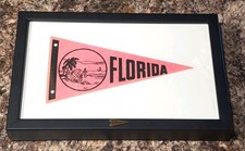 Vintage Souvenir Pennant Florida Framed Flag Travel Collectible Oxford Decor picture
