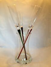 Set of 4 Elegant  Colored Long stemmed Cordials With Glass Ice Bucket picture