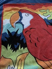 Vintage 70s Beach Towel Tropical Parrot Bright Colorful Cecil Saydah 100% Cotton picture