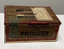 Vtg Bayuk Philadelphia Phillies Perfecto Metal Tin Cigar Tobacco Box WWII Navy picture