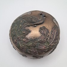 Vtg Peacock Resin Trinket Jewelry Box 4