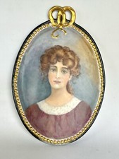 Vintage Ceramic /Porcelain Lady's Oval Portrait Plaque France  7.5'' (C1) picture