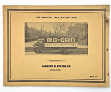 Vintage BIG-GAIN SIMPLICITY FARM ACCOUNT BOOK FARMERS ELEVATOR CO Dundee Minn MN picture