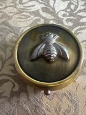 Vintage Bronze Pill Box, Antique Silver Bumble Bee, 3 Compartments picture