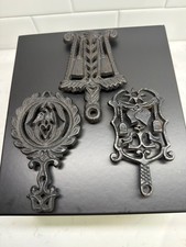 Vintage Mini Cast Iron Trivet Set (Lot of 3) - Pennsylvania Dutch Folk Art picture