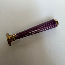 Antique 1913 London Silver Gilt Purple Guilloche Enamel Desk Wax Seal picture