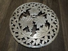 Vintage Italy Taunton Silver Plate Medallion Grapevine Footed Pot Holder Trivet picture