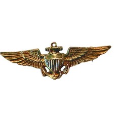 VTG 1/20-10k GOLD-FILLED & STERLING SILVER NAVY PILOT WINGS WWII Pin by NS MEYER picture