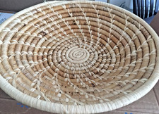 Woven Coil Basket Brown Spiral Handcrafted Uganda picture