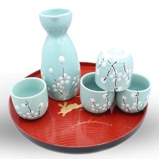 Japanese Ceramic Sake Set ~ 5 Piece Sake Set Included 1 TOKKURI bottle and 4 picture