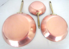 REVERE WARE SOLID COPPER LIMITED EDITION 1967-EARLY 70s SET OF 3 SKILLETS RARE picture