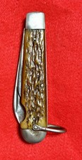 Vintage Camillus 4 Line Stamp,  Two Blade Jack Knife, Bone Scales picture
