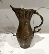 Antique hand hammered copper tin pitcher. Original patina  picture
