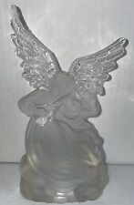 Angel Iridescent Clear Glass Angel w/Lute Votive Candle Holder 6” Angel Decor picture