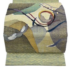 Japanese Kimono Fukuro obi excellent item geometric gold and silver thread picture