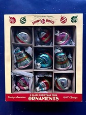 Christopher Radko Shiny Brite CHRISTMAS ORNAMENTS 9 Indents, Bells, Teardrops picture