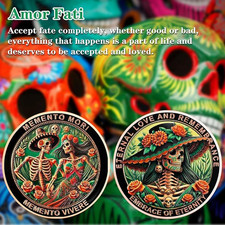 Memento Vivere Memento Mori Coin La Catrina Day of The Dead Challenge Coin picture