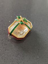 Signed Swarovski Faceted Crystal w/ Enamel Trim Gold-Tone Pin Brooch picture