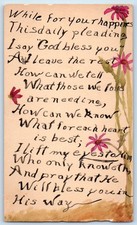 1924 Hand Drawn Painted Art Poem Flowers Bethany Nebraska NE Vintage Postcard picture