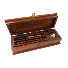 Antique Reproduction Colonial Writing Pen Box with Inkwell and Accessories picture