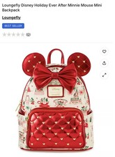 Loungefly Disney Hallmark Holiday Ever After Minnie Mouse Mini Backpack NEW picture