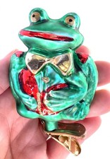 Christopher Radko 1997 A COURTIN' FROGGY Clip On Christmas Frog Ornament Germany picture