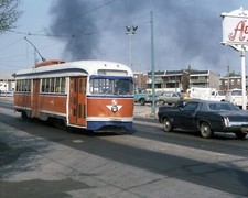1974  PHILADELPHIA TROLLEY at Rising Sun Ave Photo  (213-v) picture