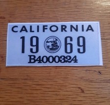 1969 California License Plate Registration Sticker, decal, YOM, CA DMV picture