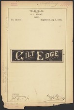 Photo:[Trademark registration by G. J. Blome for Gilt Edge brand Candy] picture