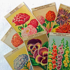40 Vintage French Flower Seed Packet Labels original 1920's lithographs picture
