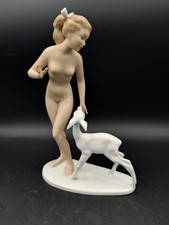 Vtg Wallendorf Porcelain Nude Girl Woman Deer Figurine Art Nouveau 1764 1657 picture