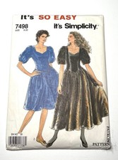 Vtg 1991 Simplicity 7498 Misses Evening Dress Sz 8-20 Uncut picture