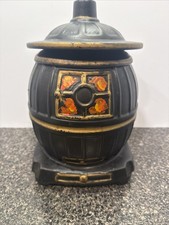 Vintage McCoy USA Pottery Pot Belly Stove Cookie Jar with Lid  picture