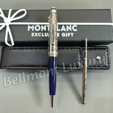 MONTBLANC Meisterstück Blue Resin Rollerball Pen w/ Box Pouch & Refill picture